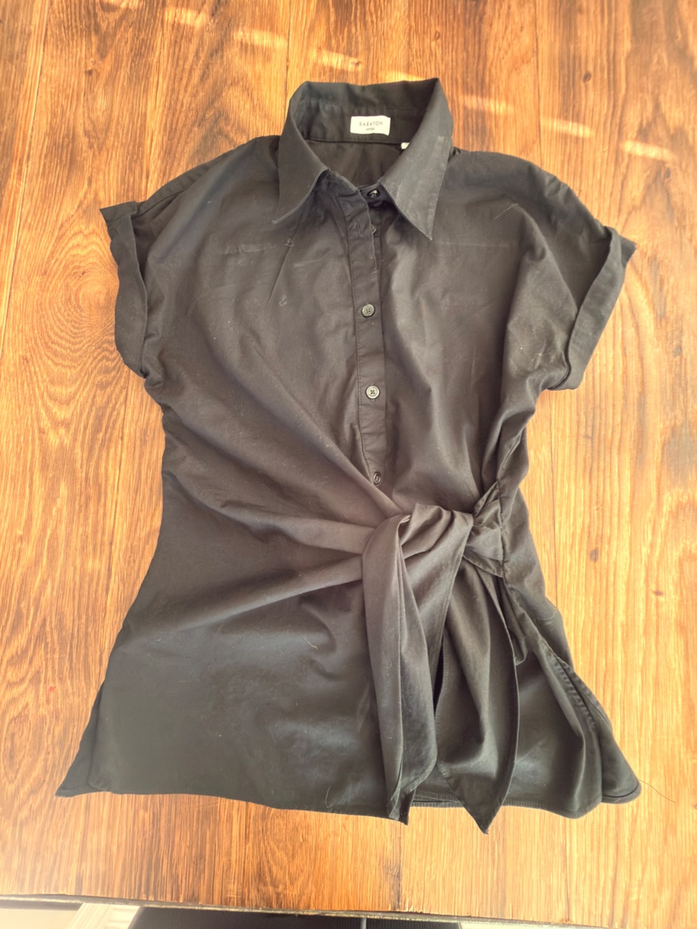 Babaton Black Asymmetrical Tie-Waist Skirt